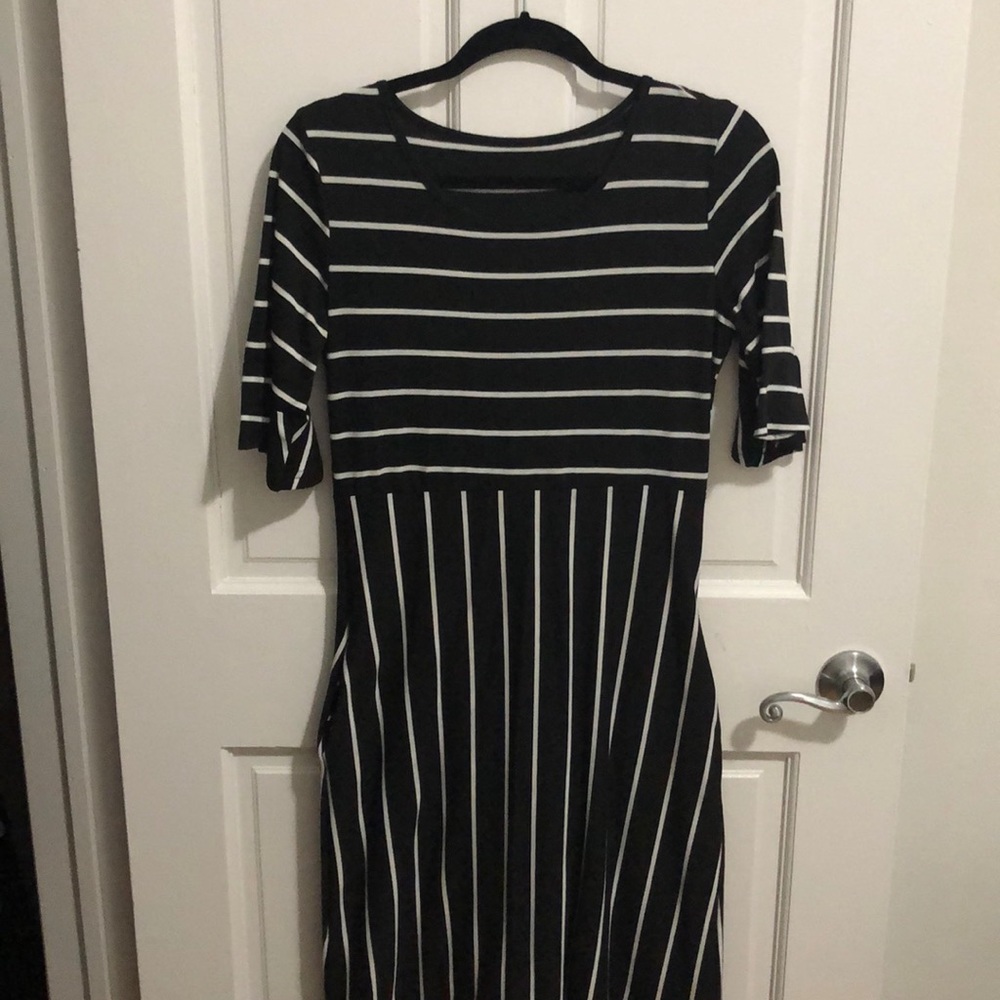 Black and white stripe dress